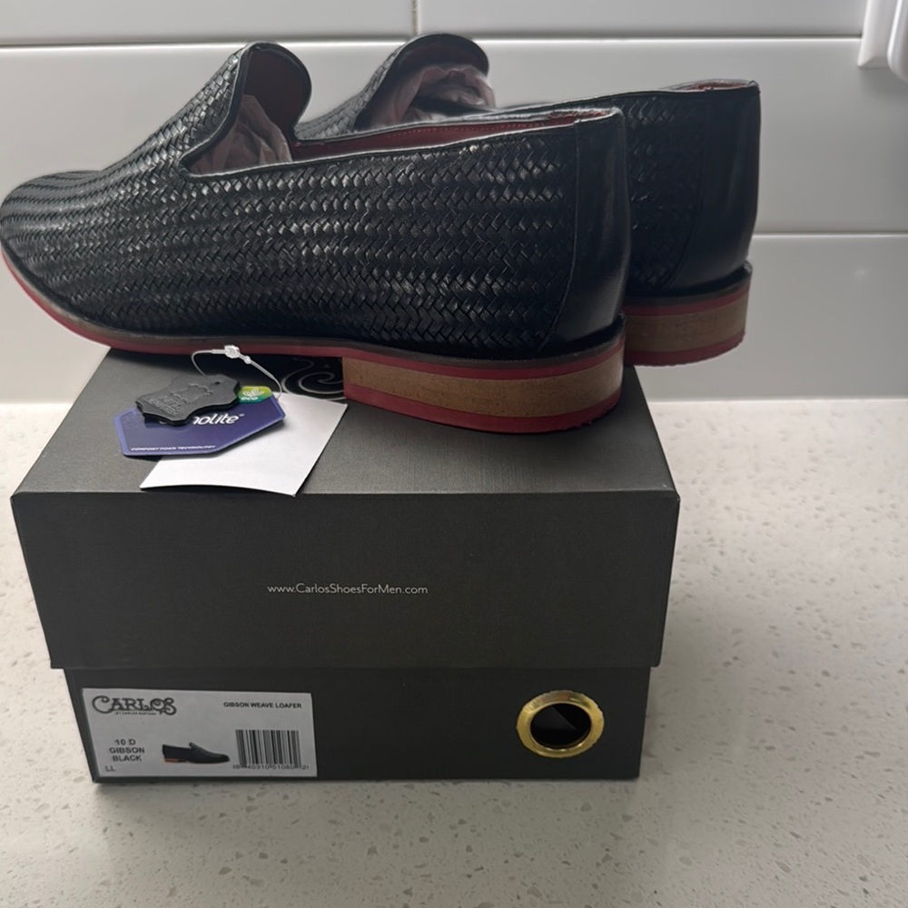 Men’s Carlos by Carlos Santana Black Loafers with Woven Texture